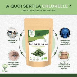 Chlorella bio comprimés - Bioptimal Bioptimal Superaliment infusion.organic