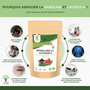 Mix Spiruline et Acérola bio comprimés - Bioptimal Bioptimal Superaliment infusion.organic