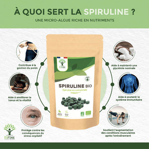 Spiruline bio comprimés - Bioptimal Bioptimal Superaliment infusion.organic