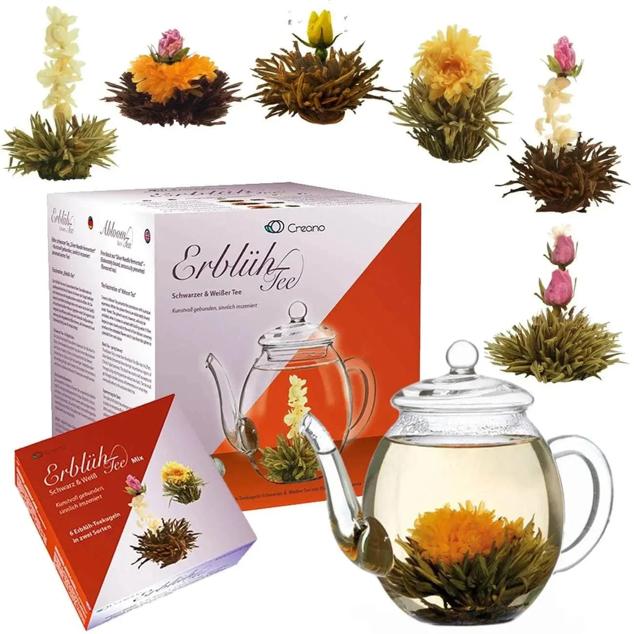 Tea Flowers Mix - Gift Set Blooming Tea With Glass Jug - Blooming Tea, Tea Collections, Ceremonial Sets - Blooming Tea, Tea Collections - infusion.organic