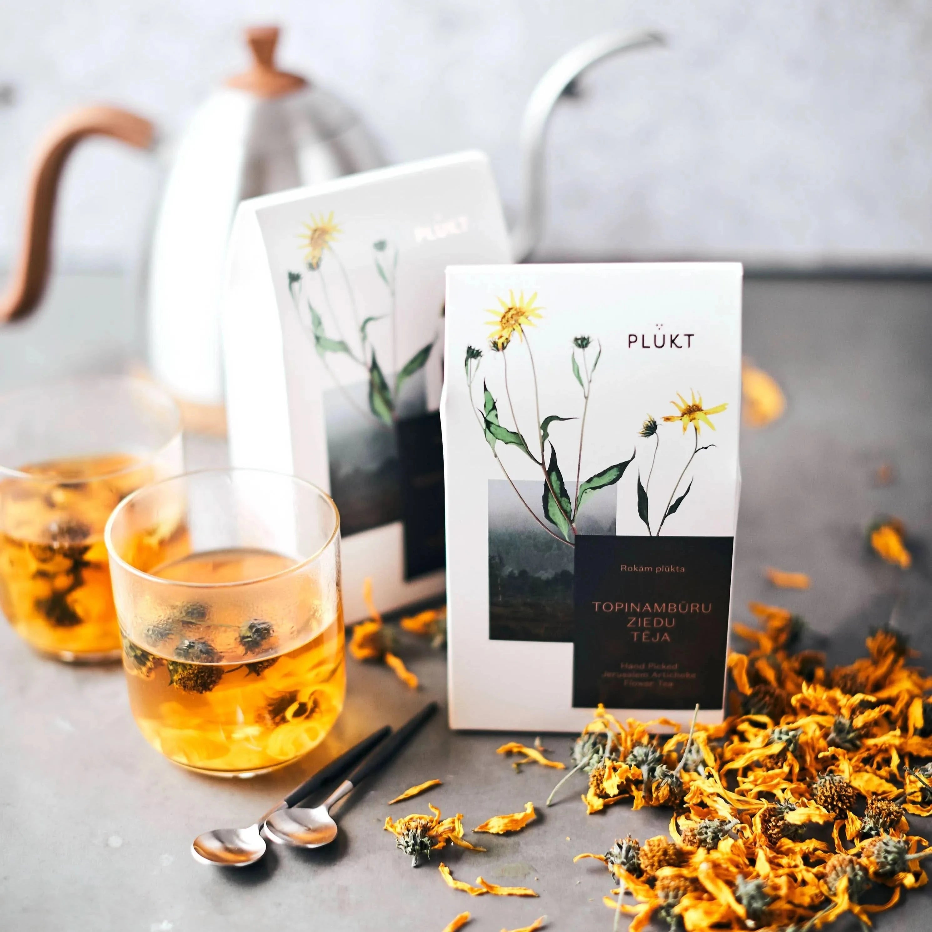 Jerusalem Artichoke Flower Tea -certified organic herbal te-Plūkt-infusion.organic