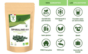 Spiruline bio comprimés - Bioptimal Bioptimal Superaliment infusion.organic