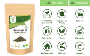 Téguments de graines de chanvre bio - Bioptimal Bioptimal Superaliment infusion.organic