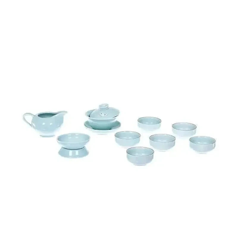 Celadon blue porcelain set 9 pcs - Teacup, set - set, Teacup, Teapot - infusion.organic
