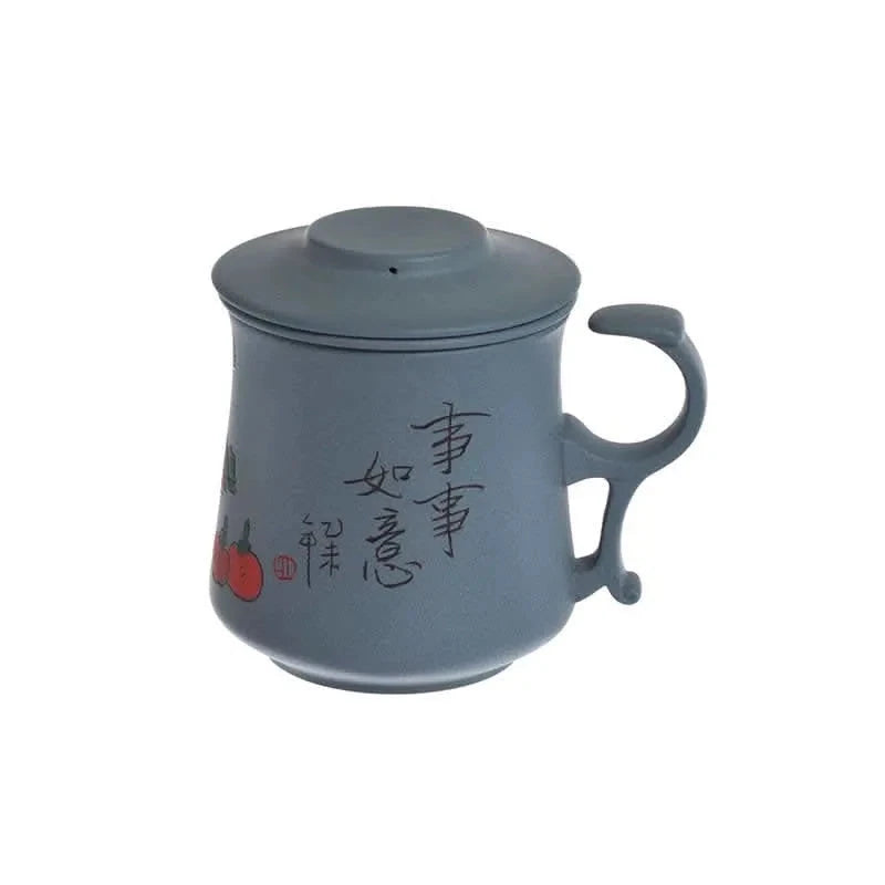 Mug Lin's Ceramic Studio 300 ml, Ceramic, Gray/ideograms - Teacup - Accessories - infusion.organic