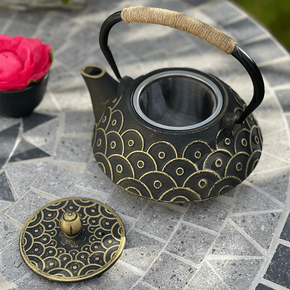 Black cast iron teapot gold 900 ml - Teapot - Accessories - infusion.organic
