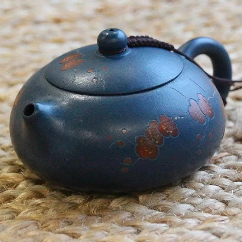 Blue Yixing clay teapot decorated 200ml - Teapot - Teapot - infusion.organic