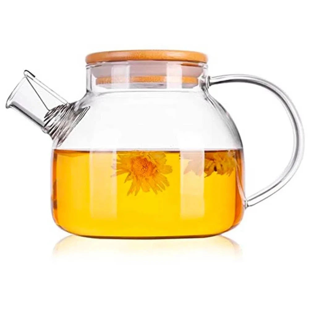 Glass teapot with filter and bamboo lid 1 liter - Teapot - Teapot - infusion.organic