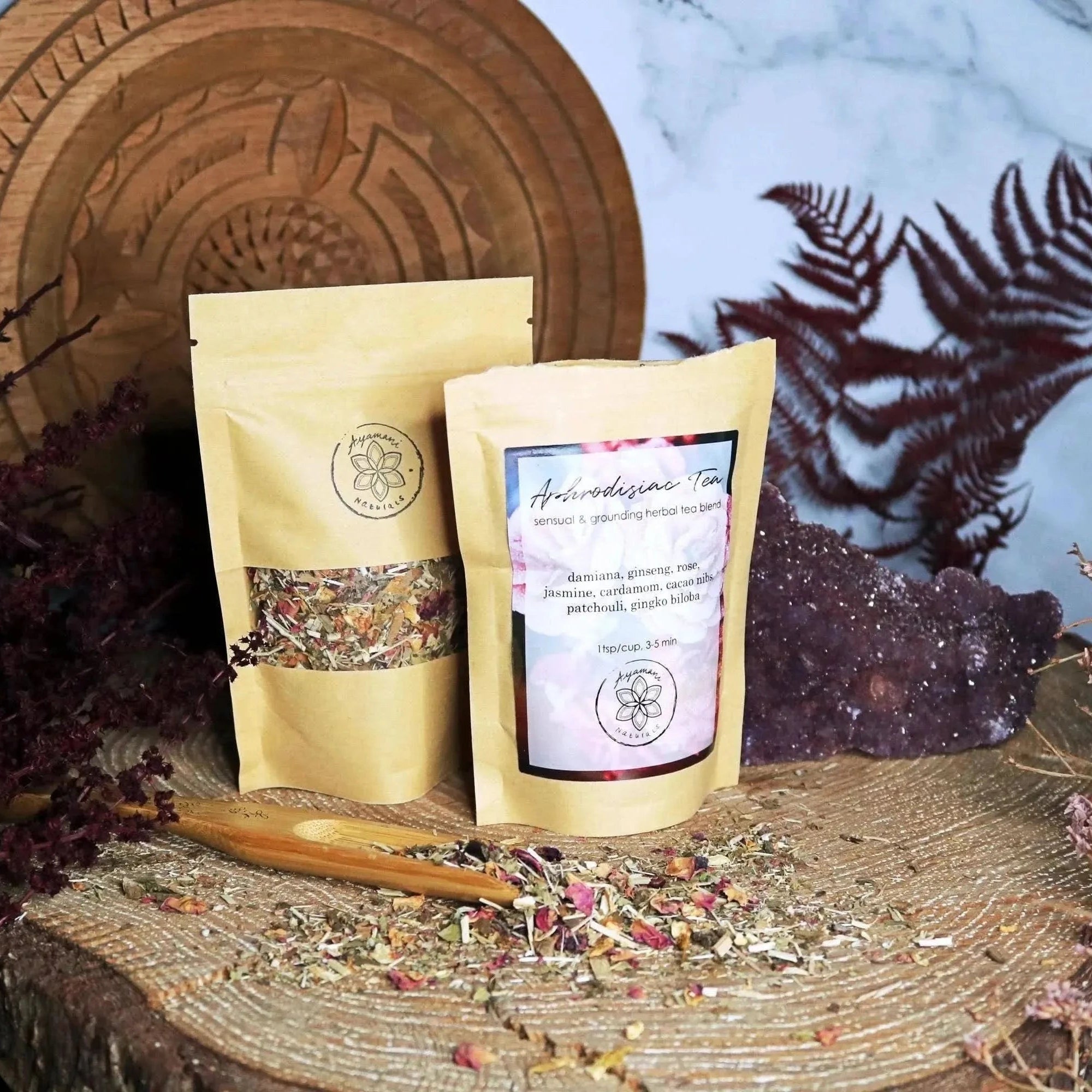 Aphrodisiac Tea with Damiana, Ginseng, Cacao, Rose, Cardamom - Cacao - Cacao - infusion.organic
