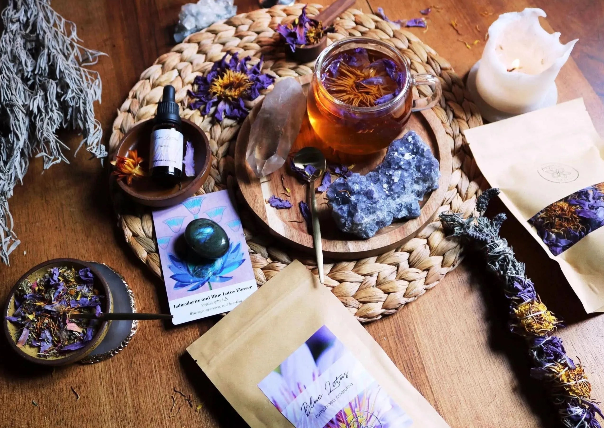 Nymphaea Caerulea Egyptian Blue Lotus Dried WHOLE FLOWER - Magical Tea - infusion.organic