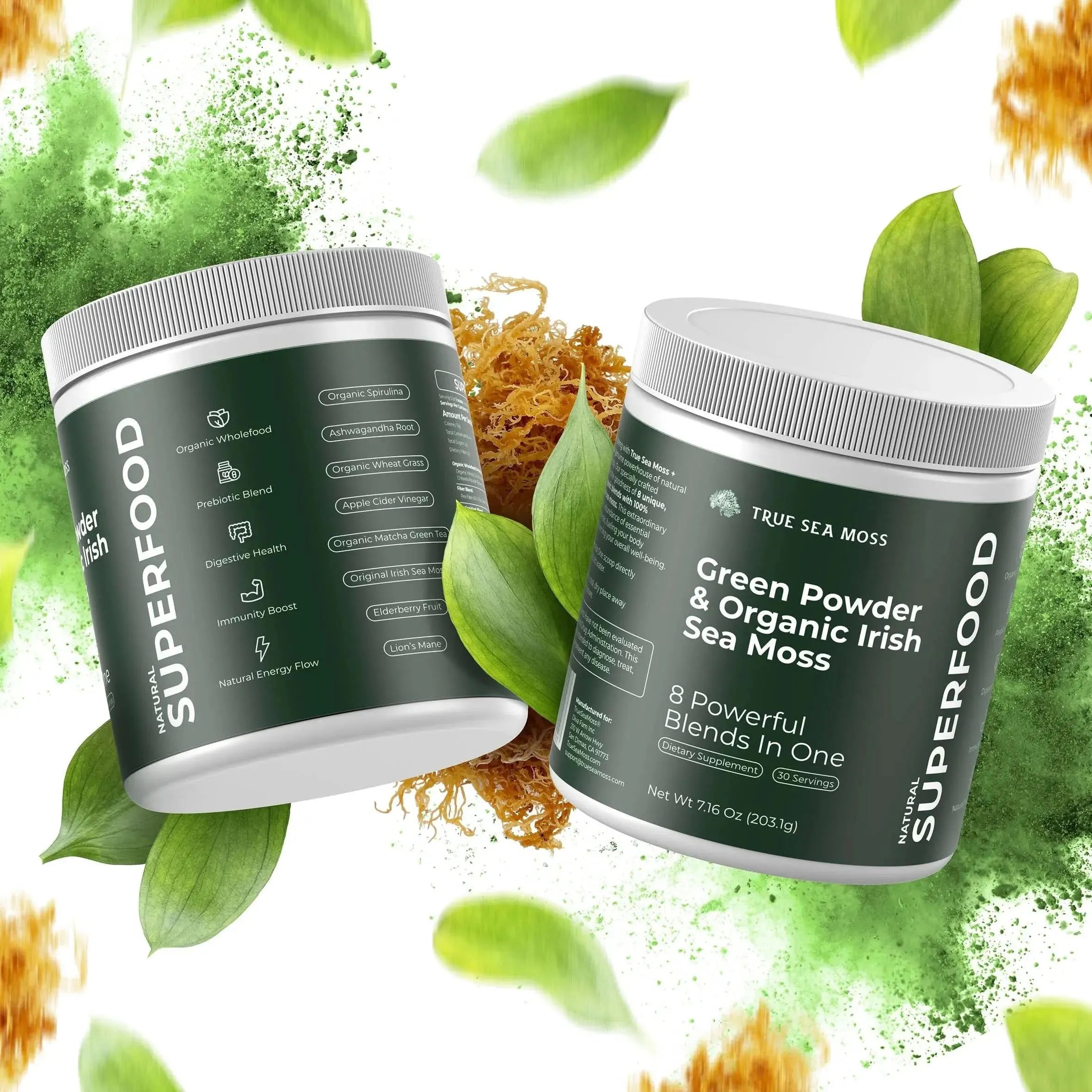 Sea Moss Green Superfood Blend with Spirulina, Ashwagandha - Sea Moss - Minerals, Supplement - infusion.organic