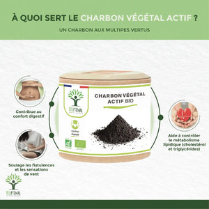 Organic active vegetable carbon - Dietary supplement - capsules Supplement Bioptimal infusion.organic