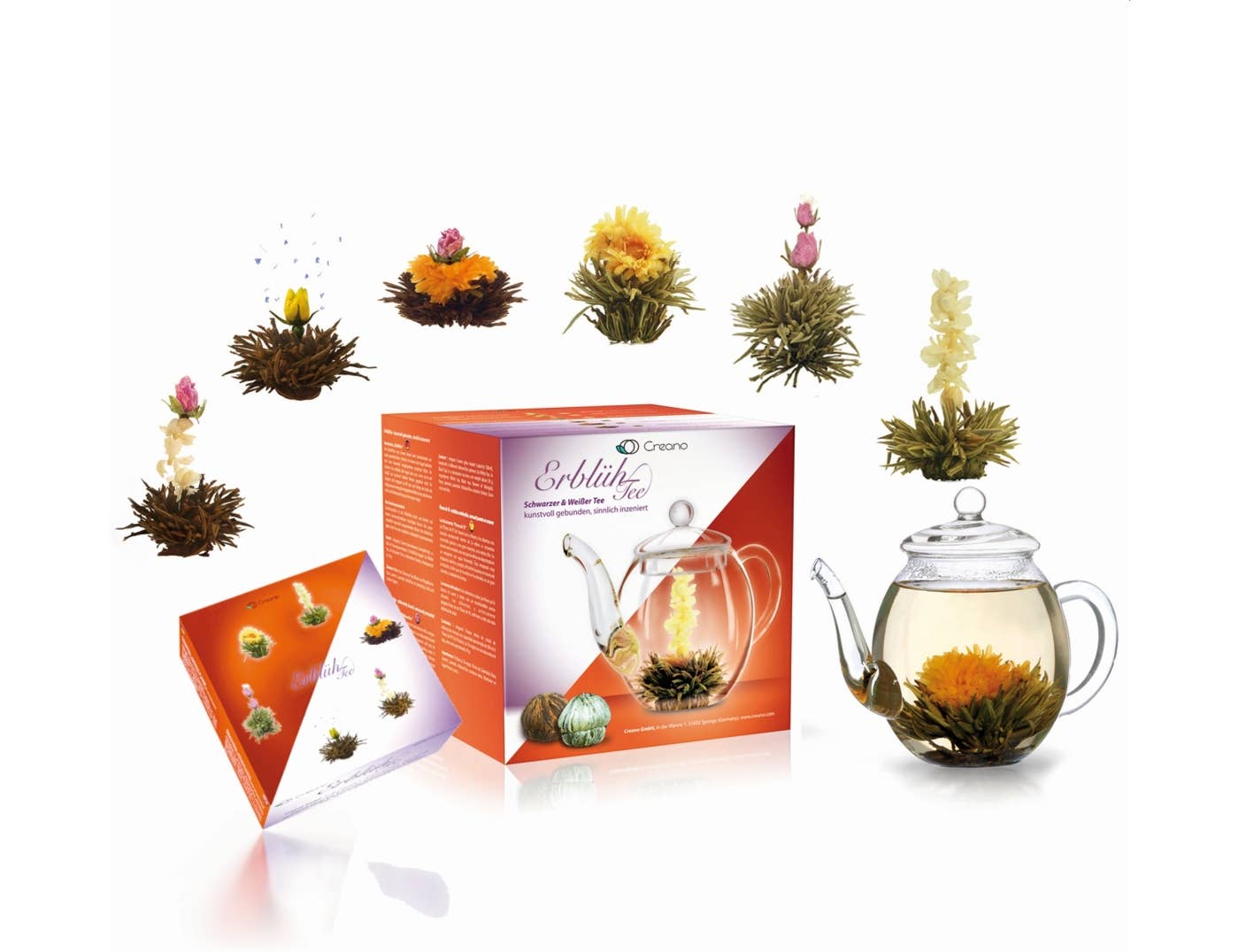 Creano tea flowers mix - gift set blooming tea with glass jug Blooming Tea Creano infusion.organic