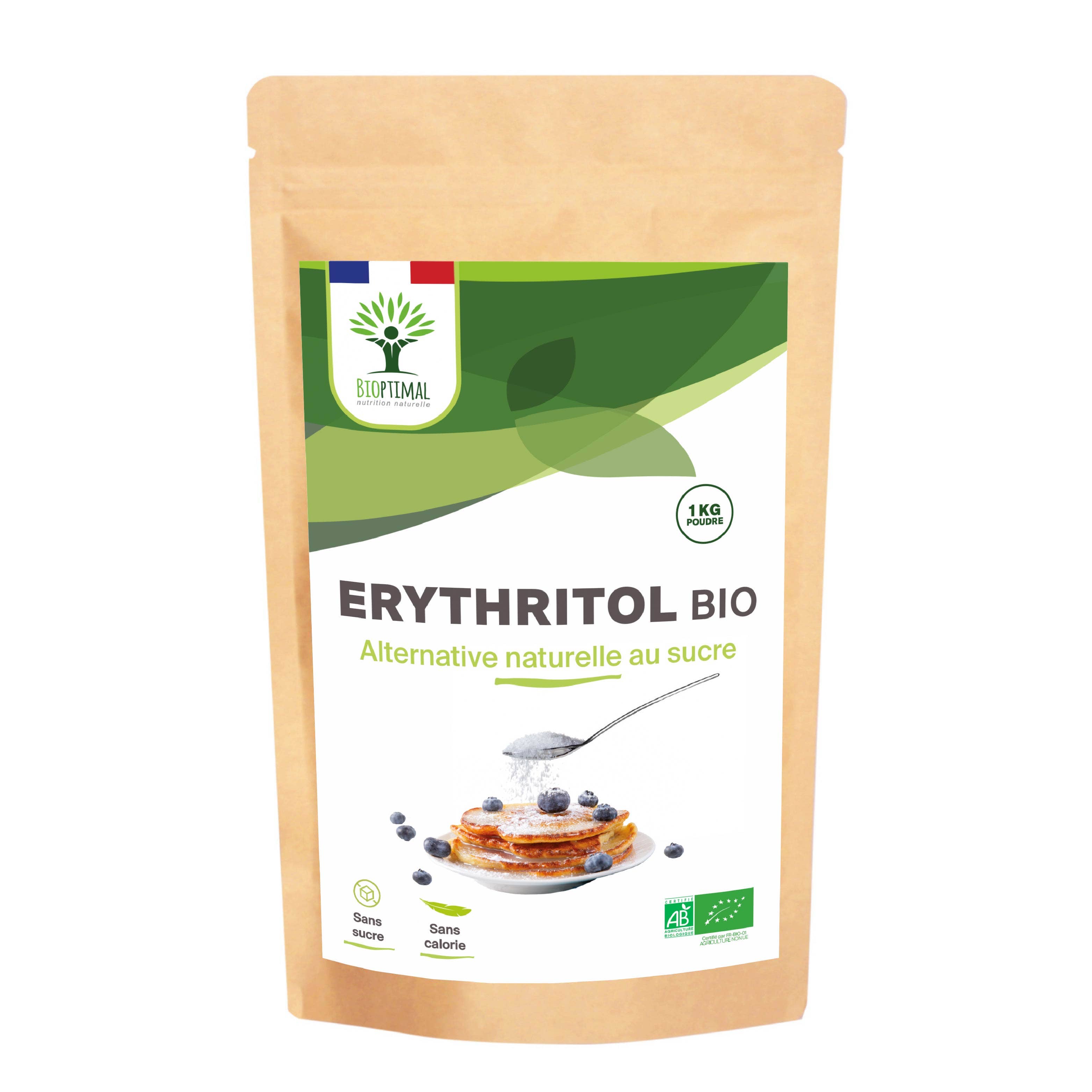 Organic erythritol powder - Packaged in France Supplement Bioptimal infusion.organic