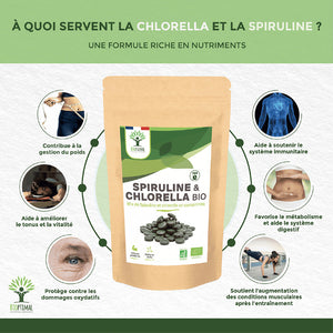 Mix Spiruline et Chlorella bio comprimés -  Bioptimal Bioptimal Superaliment infusion.organic