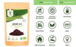 Açaï bio poudre -  Bioptimal Bioptimal Superaliment infusion.organic