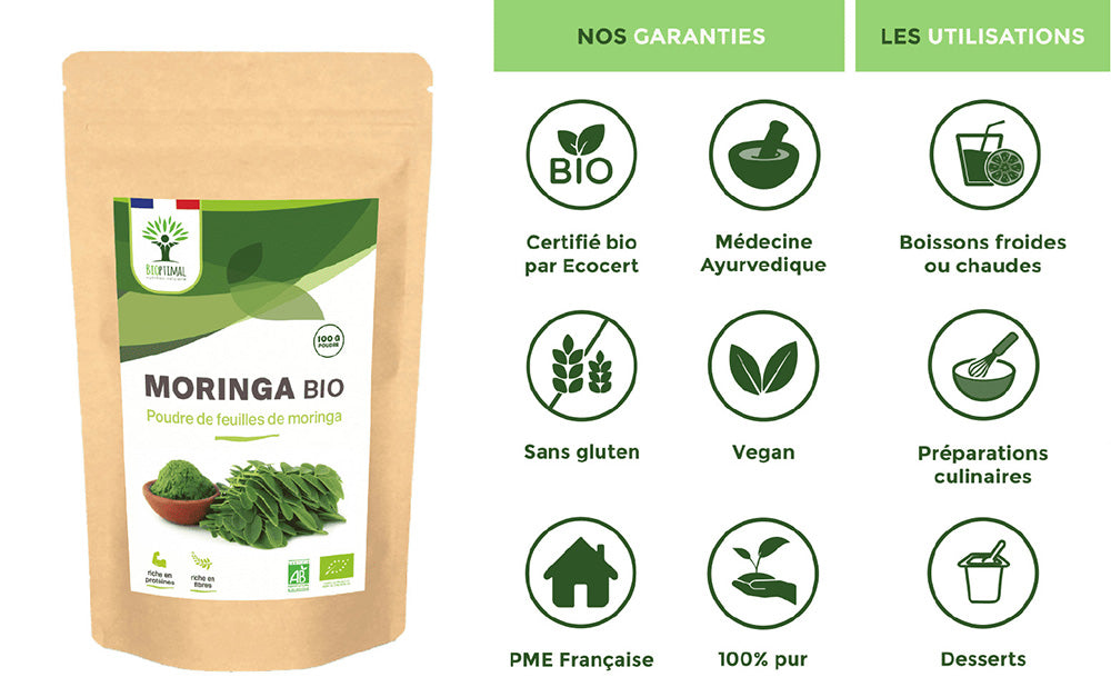 Moringa bio poudre -  Bioptimal Bioptimal Superaliment infusion.organic