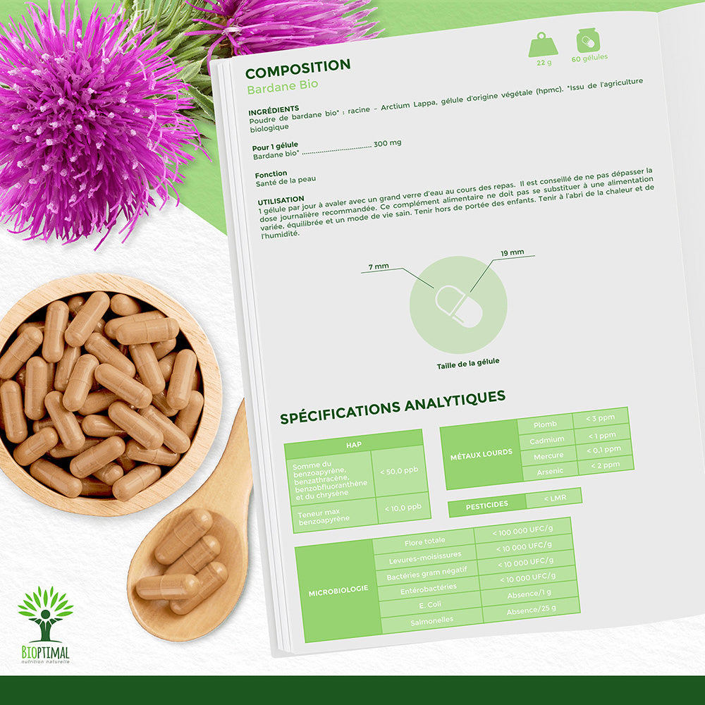Bardane bio gélules - Bioptimal Bioptimal Complément alimentaire infusion.organic