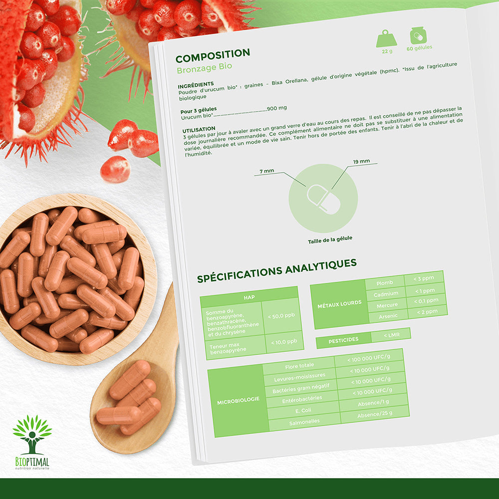 Bronzage bio gélules - Bioptimal Bioptimal Complément alimentaire infusion.organic