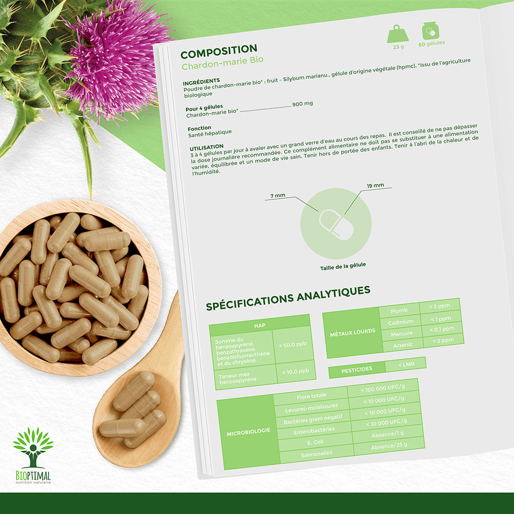 Chardon-Marie bio gélules - Bioptimal Bioptimal Complément alimentaire infusion.organic