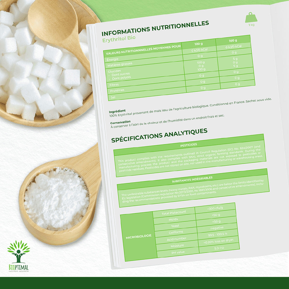 Erythritol bio poudre -  Bioptimal Bioptimal Superaliment infusion.organic