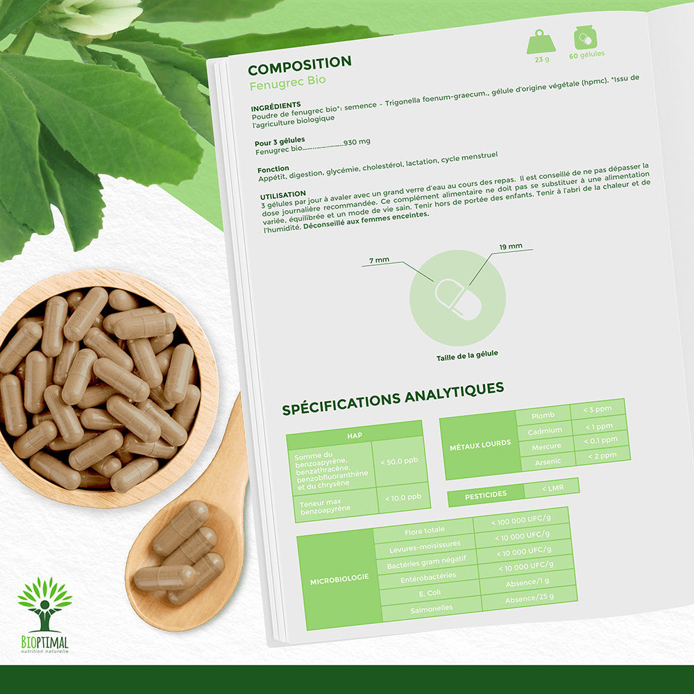 Fenugrec bio gélules - Bioptimal Bioptimal Complément alimentaire infusion.organic