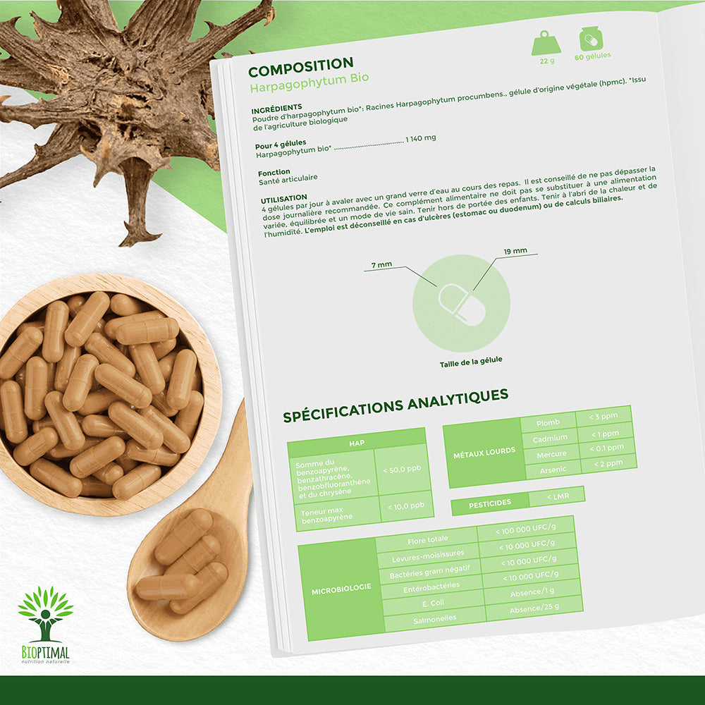 Harpagophytum bio gélules - Bioptimal Bioptimal Complément alimentaire infusion.organic