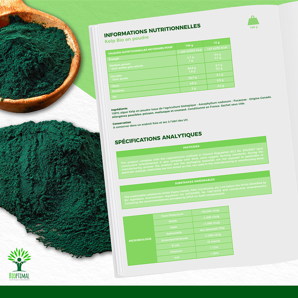 Kelp bio poudre -  Bioptimal Bioptimal Superaliment infusion.organic