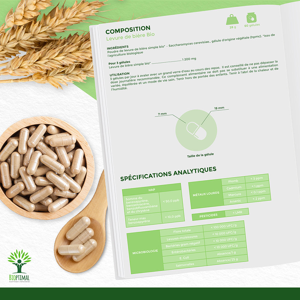 Levure de Bière vivante bio gélules -  Bioptimal Bioptimal Complément alimentaire infusion.organic