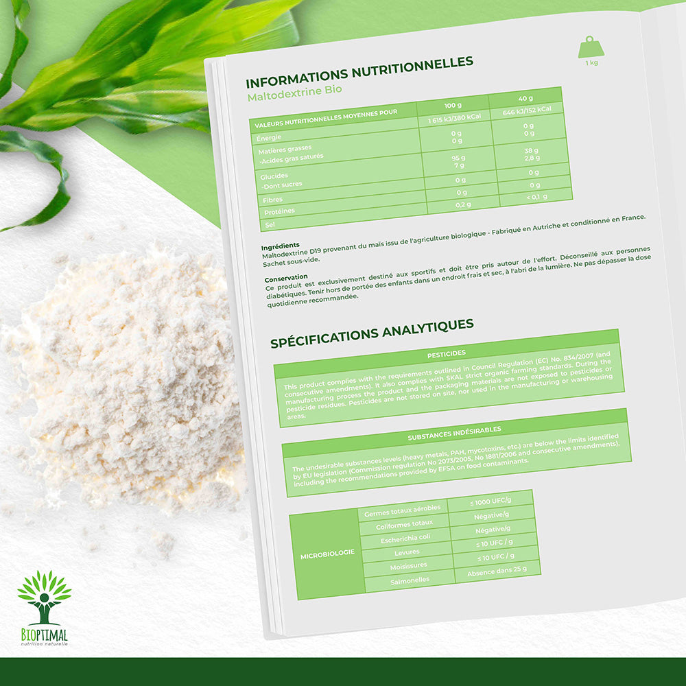 Maltodextrine bio poudre - Bioptimal Bioptimal Nutrition sportive infusion.organic