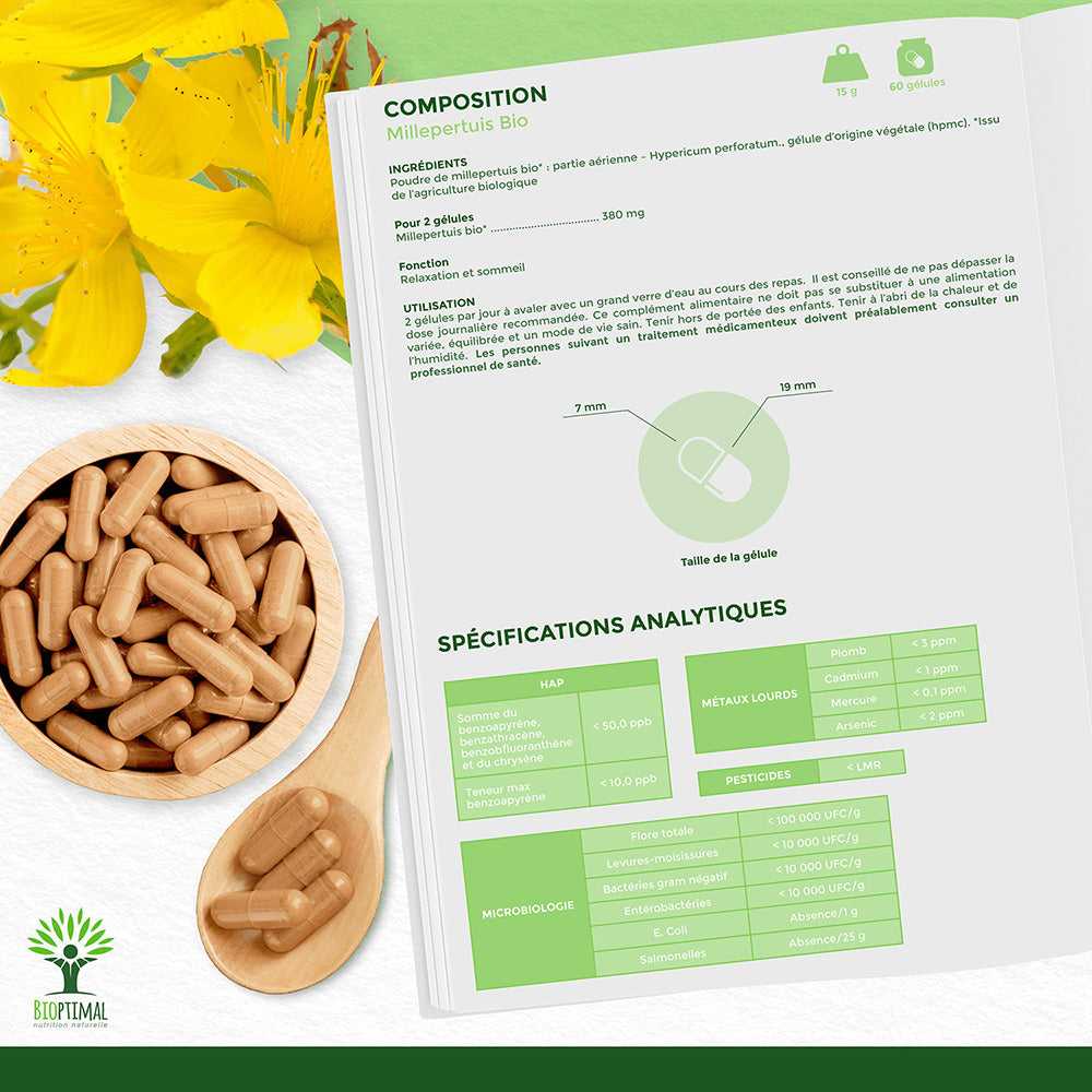 Millepertuis bio gélules -  Bioptimal Bioptimal Complément alimentaire infusion.organic