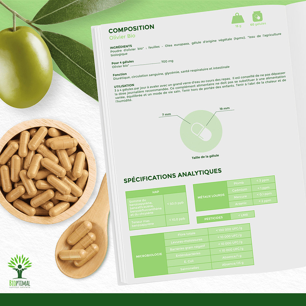 Olivier bio gélules -  Bioptimal Bioptimal Complément alimentaire infusion.organic