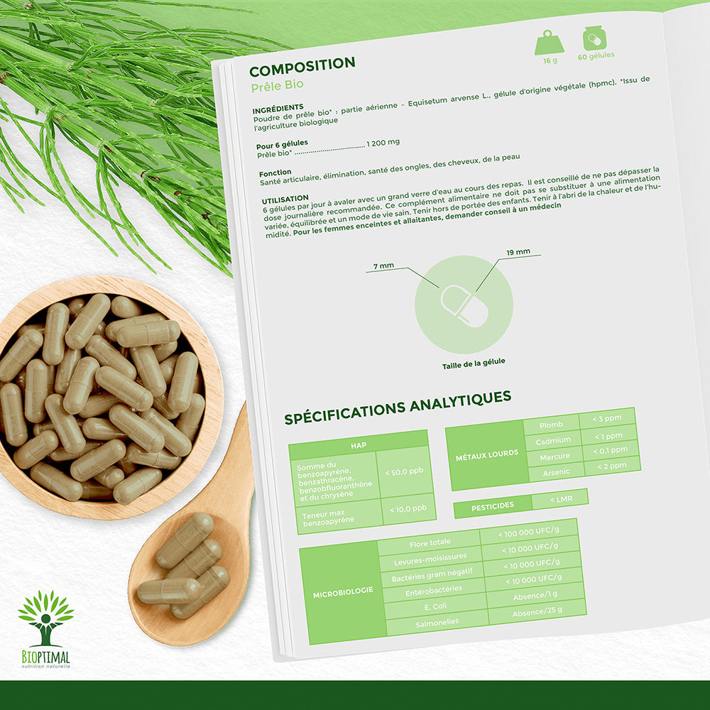 Prêle bio gélules -  Bioptimal Bioptimal Complément alimentaire infusion.organic
