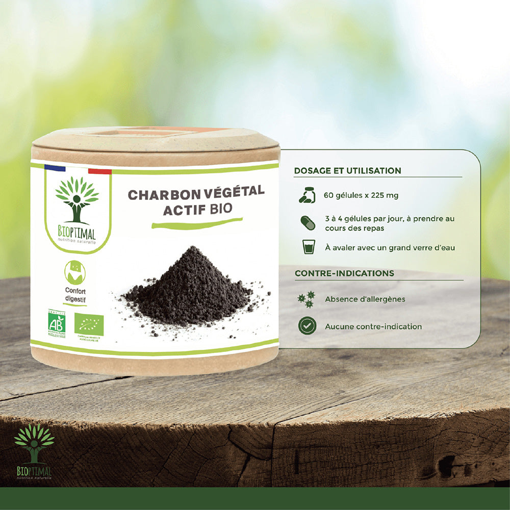 Charbon bio gélules - Bioptimal Bioptimal Complément alimentaire infusion.organic