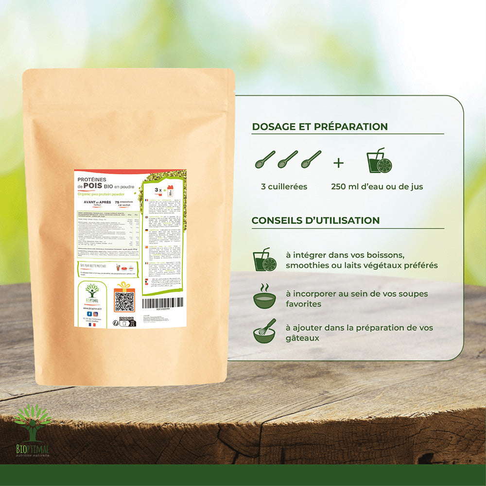 Protéines de pois bio poudre - Bioptimal Bioptimal Nutrition sportive infusion.organic