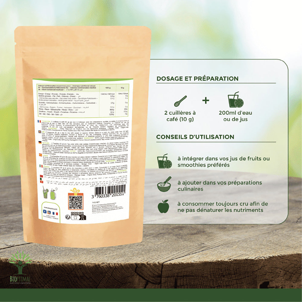 Téguments de Psyllium bio -  Bioptimal Bioptimal Superaliment infusion.organic