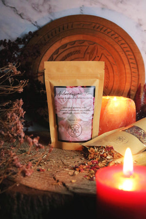 Aphrodisiac Tea with Damiana, Ginseng, Cacao, Rose, Cardamom Cacao Ayamani Naturals infusion.organic