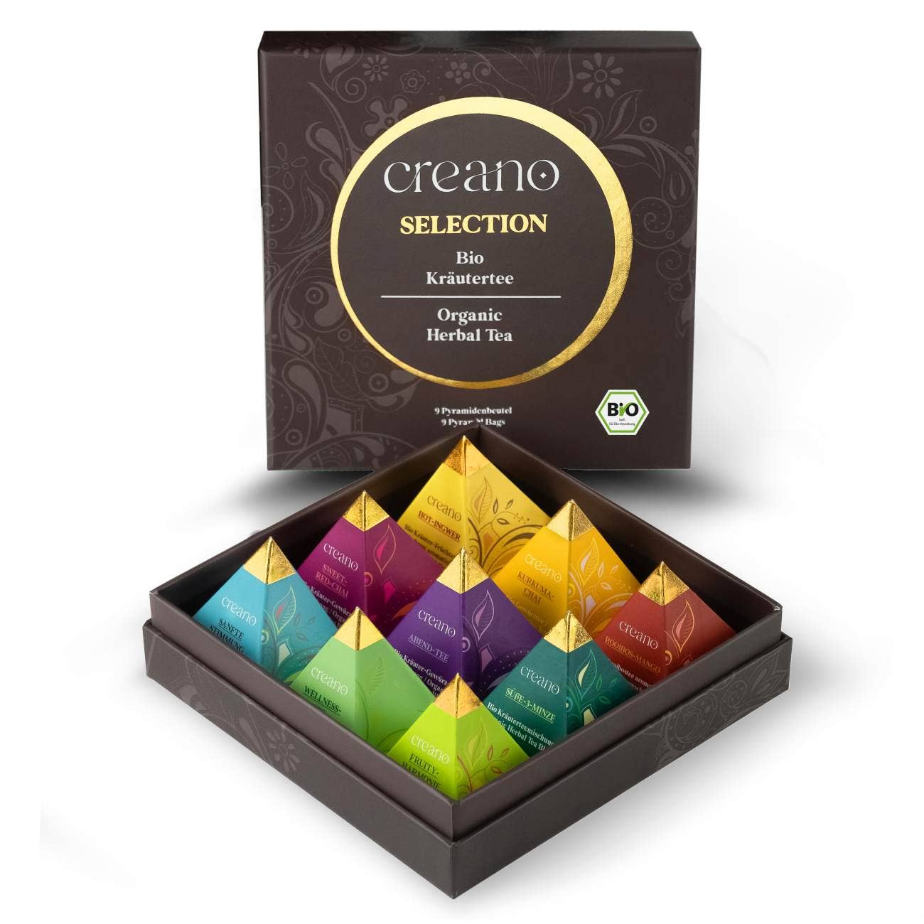 Organic herbal tea 9er pyramids gift set 22.5g Blooming Tea Creano infusion.organic