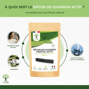 Active carbon stick - Water purifier - Origin France Supplement Bioptimal infusion.organic