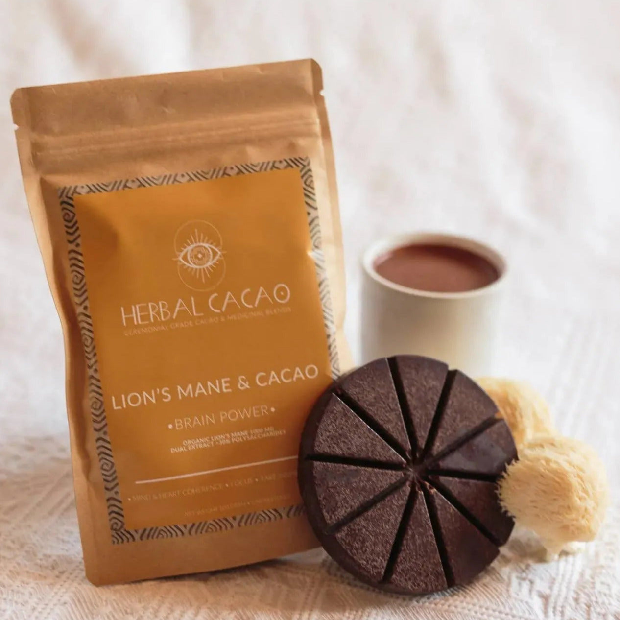 "Brain Power" Lion's Mane & Ceremonial Cacao Herbal Cacao Tisan - infusion.organic