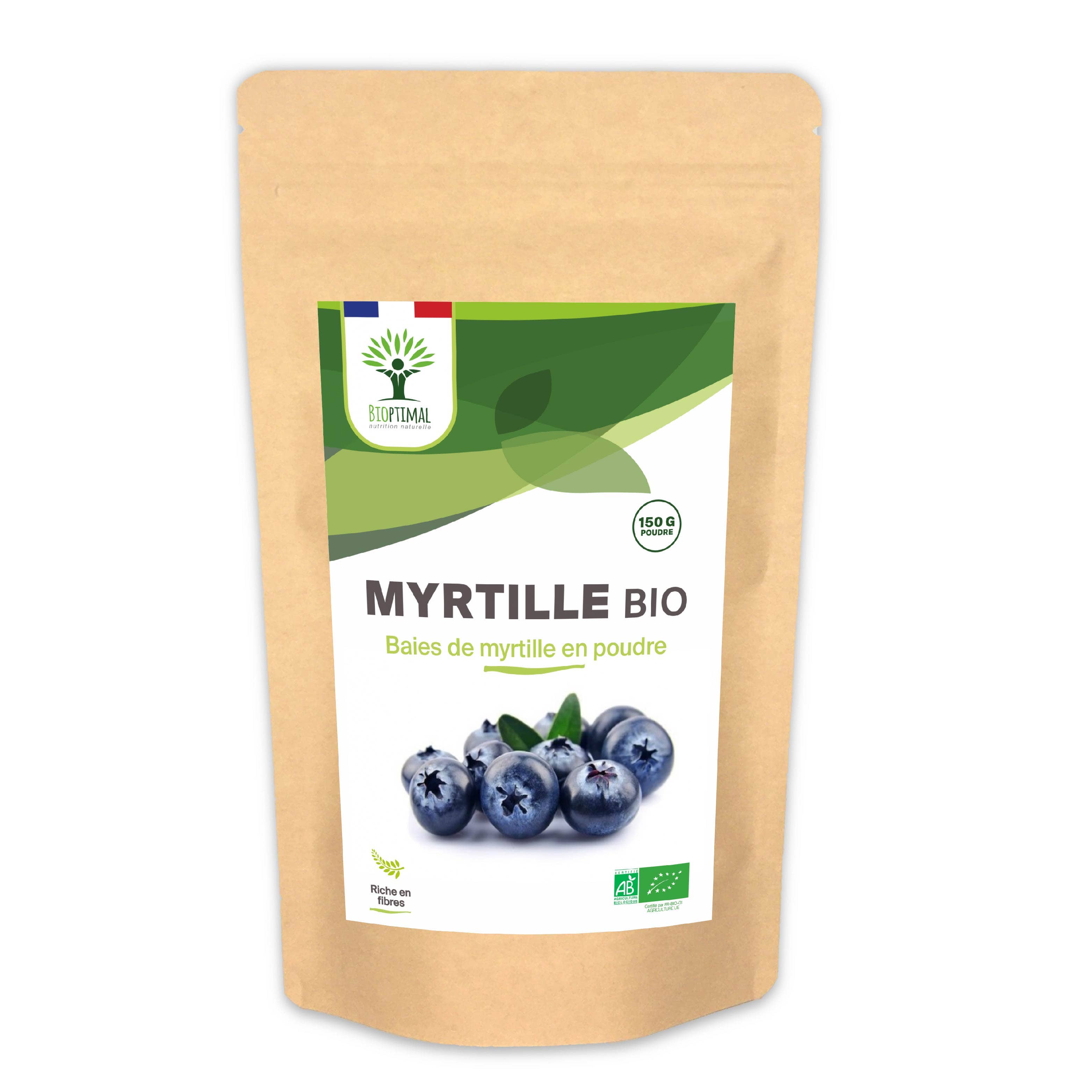 Organic Blueberry Powder - Packaged in France - Vegan Supplement Bioptimal infusion.organic