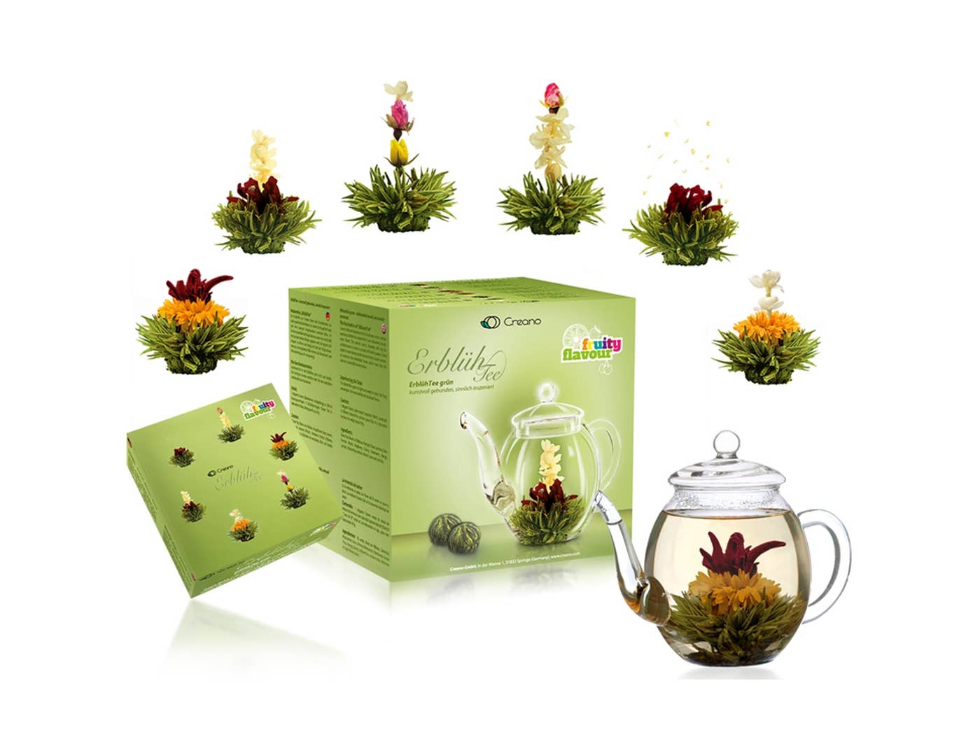 Creano tea flowers mix - gift set blooming tea with glass jug Blooming Tea Creano infusion.organic