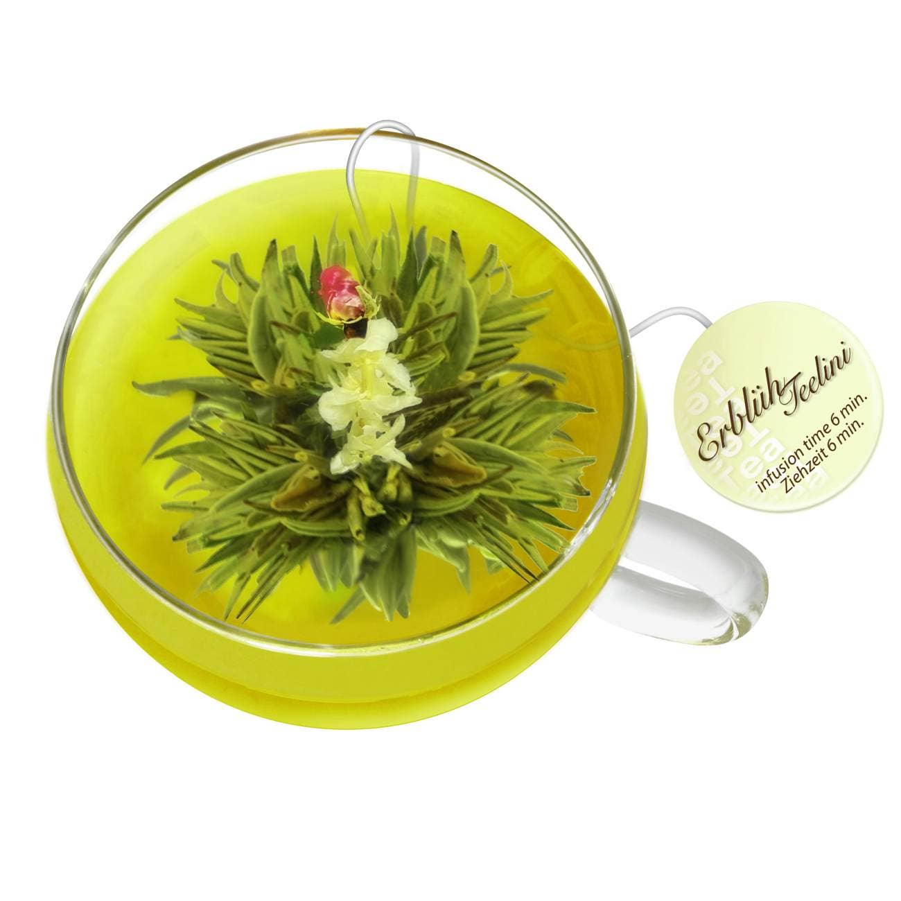 Creano “ErblühTeelini” 8 tea flowers in 4 varieties (green tea) Blooming Tea Creano infusion.organic