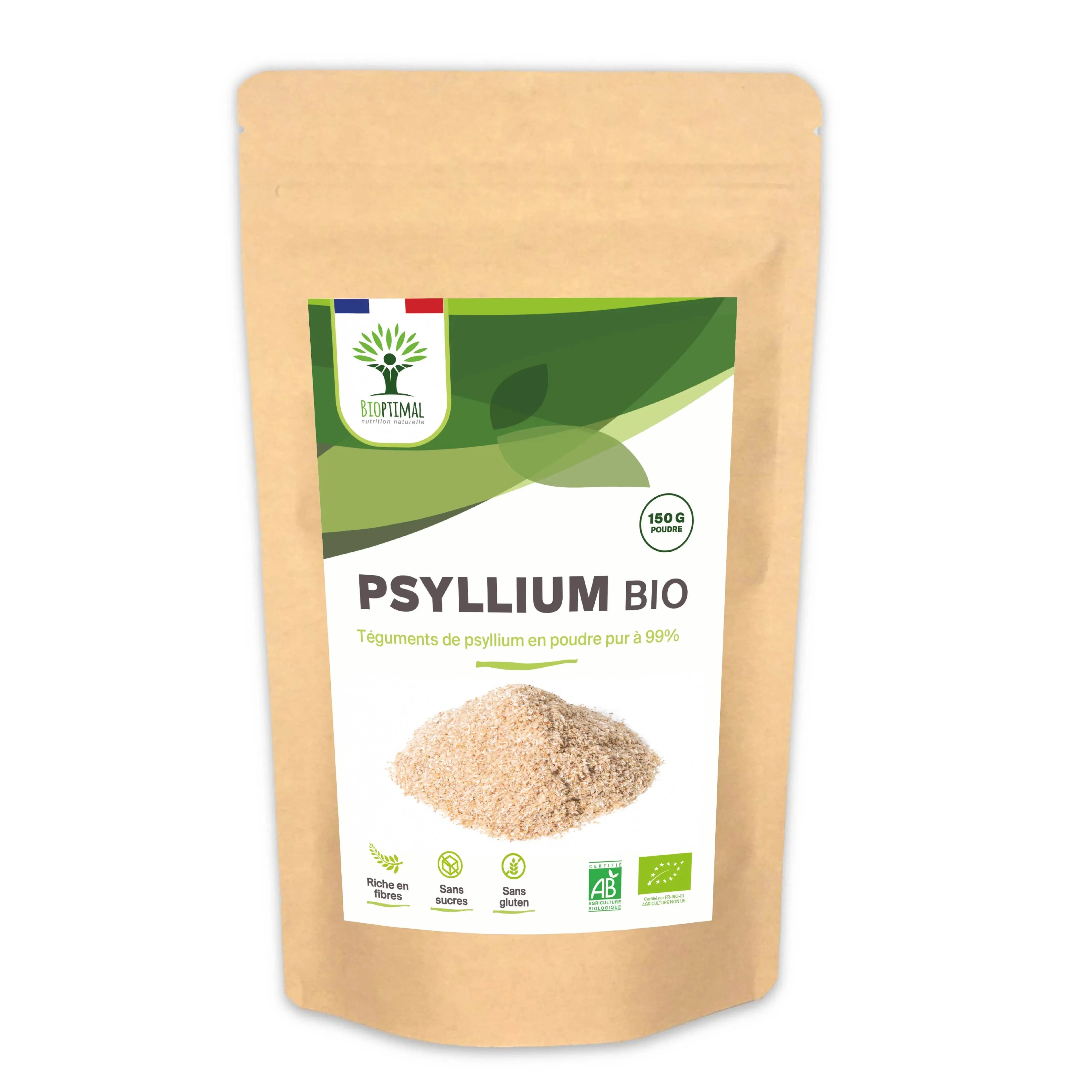 Organic blond psyllium powder - Packaged in France Supplement Bioptimal Tisan - infusion.organic