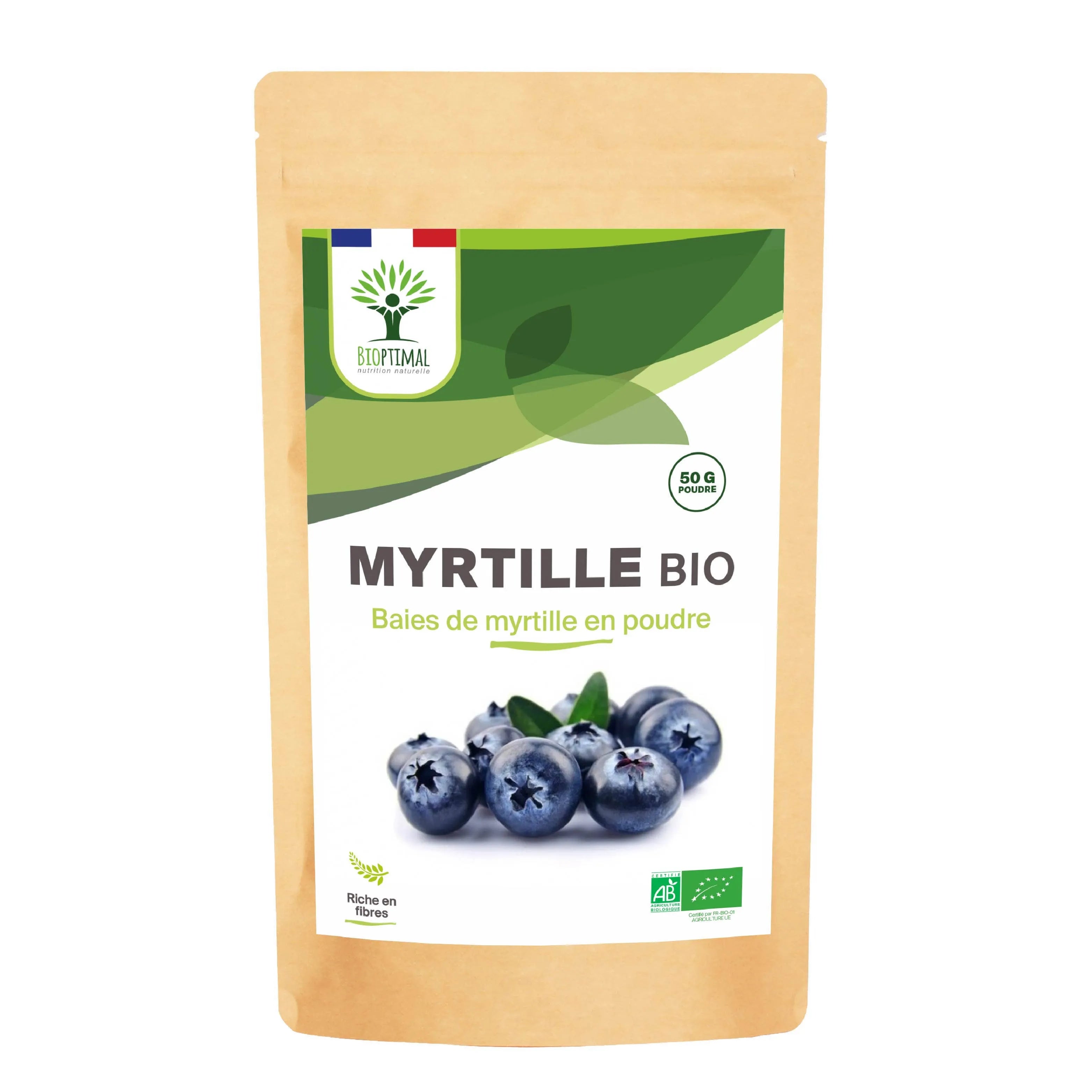 Organic Blueberry Powder - Packaged in France - Vegan Supplement Bioptimal Tisan - infusion.organic