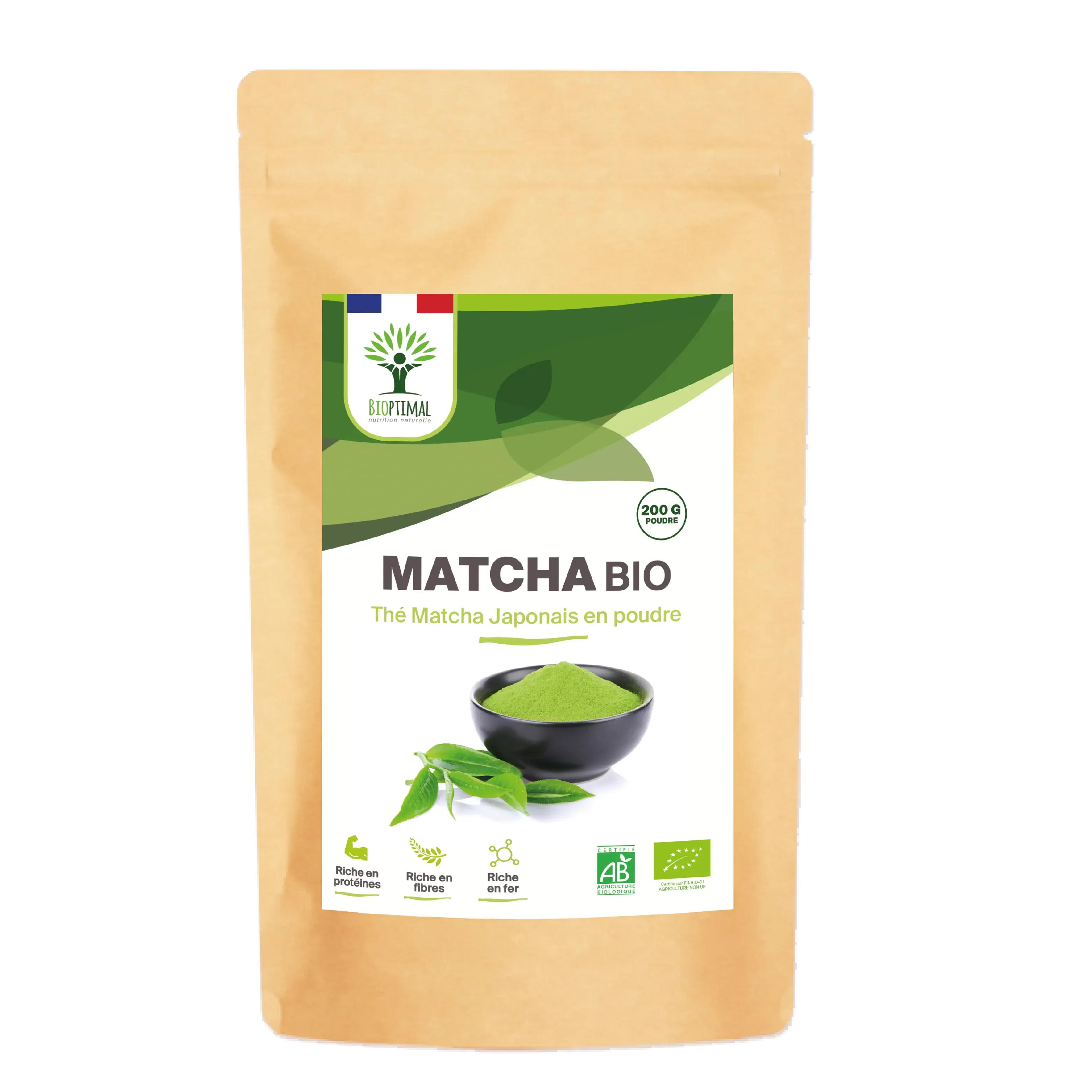 Organic Japanese Matcha Tea Powder - Packaged in France Supplement Bioptimal Tisan - infusion.organic