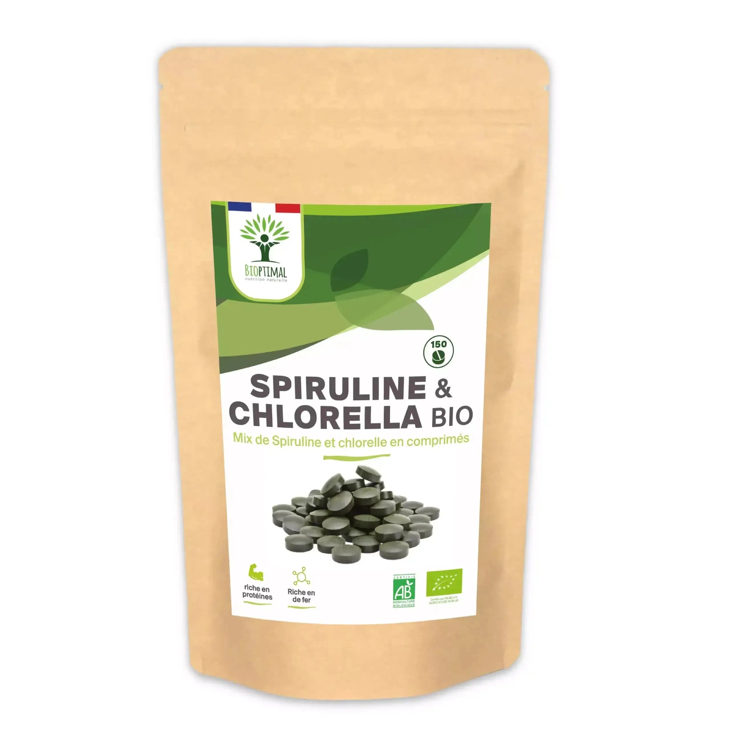 Organic spirulina & chlorella - in tablets Supplement Bioptimal Tisan - infusion.organic