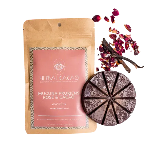 "Pasion" Mucuna, Ceremonial Cacao, Rose, Vanilla Herbal Cacao Tisan - infusion.organic